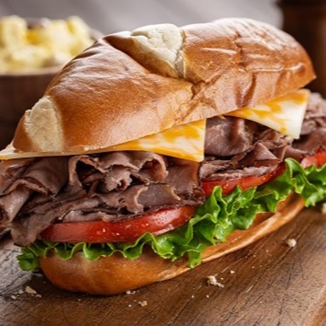 Roast Beef & Cheese Sandwich.