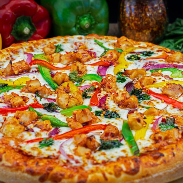 Spicy B.B.Q. Chicken Pizza.